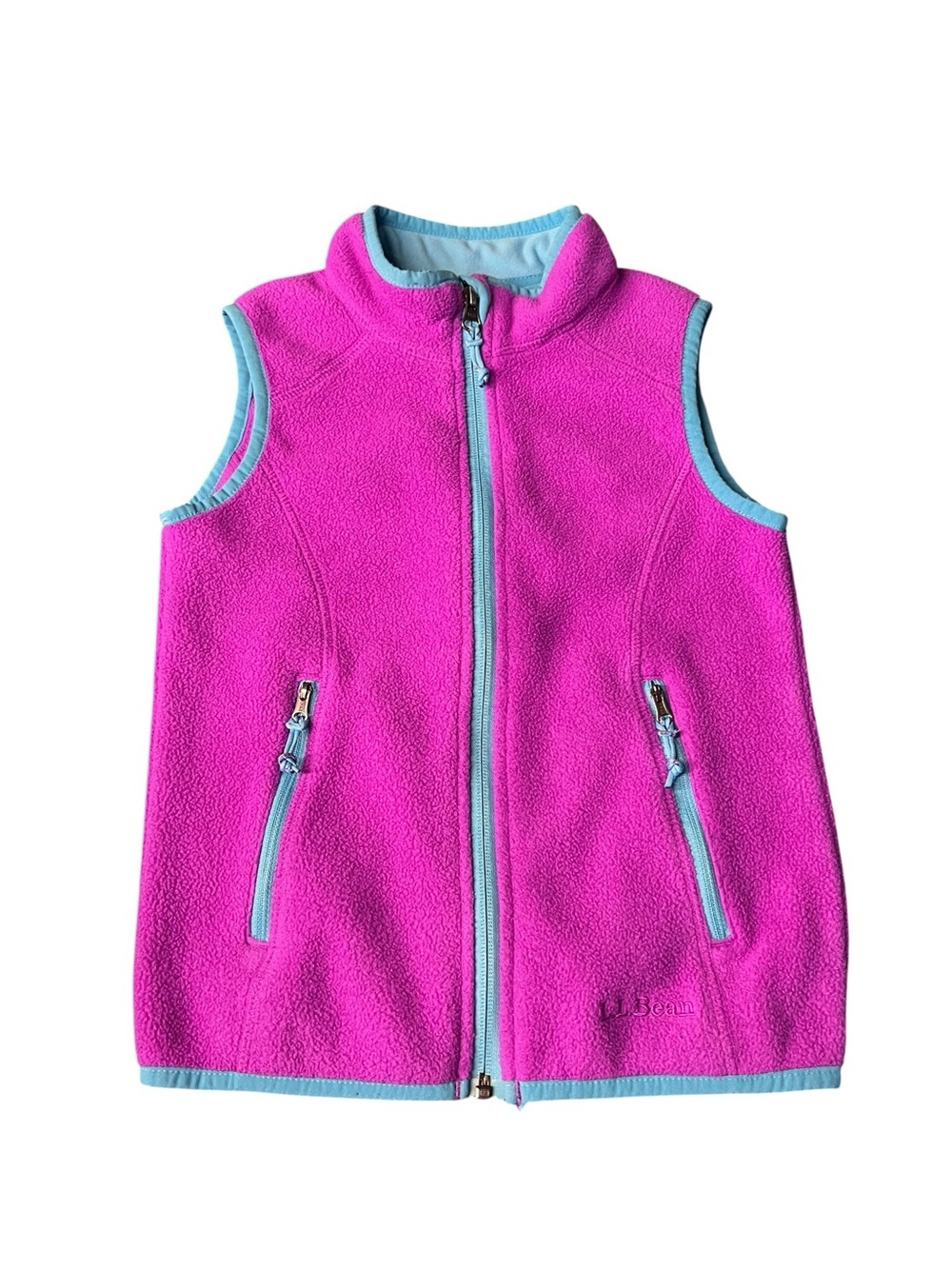 L.L. Bean Kids Purple Fleece Vest with Teal Trim Size 6X/7